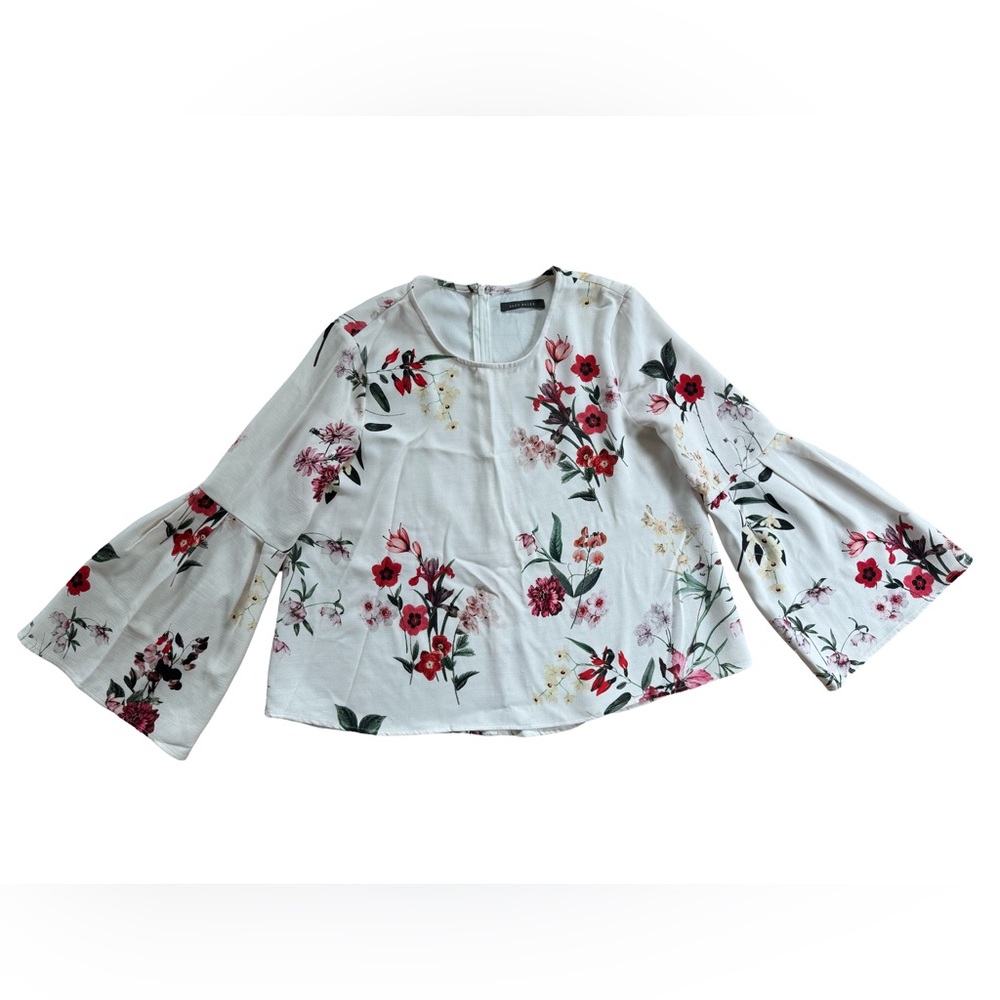 Suzy Shier Floral Long Sleeve Blouse Top